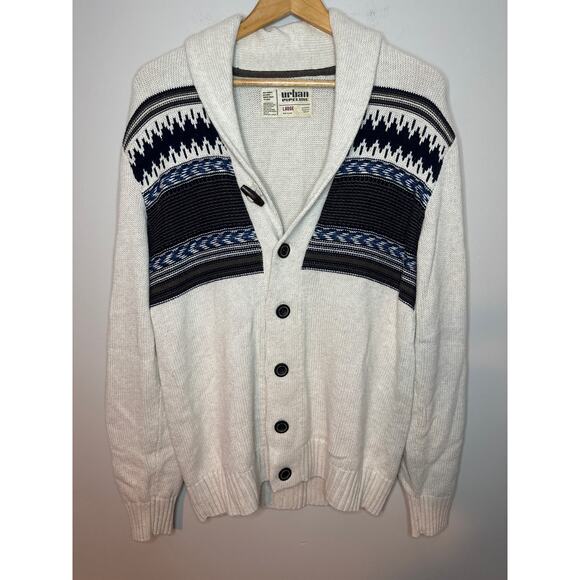 Urban Pipeline Size Large Cardigan Sweater Collar White, Brown, Black, Blue - Picture 1 of 5